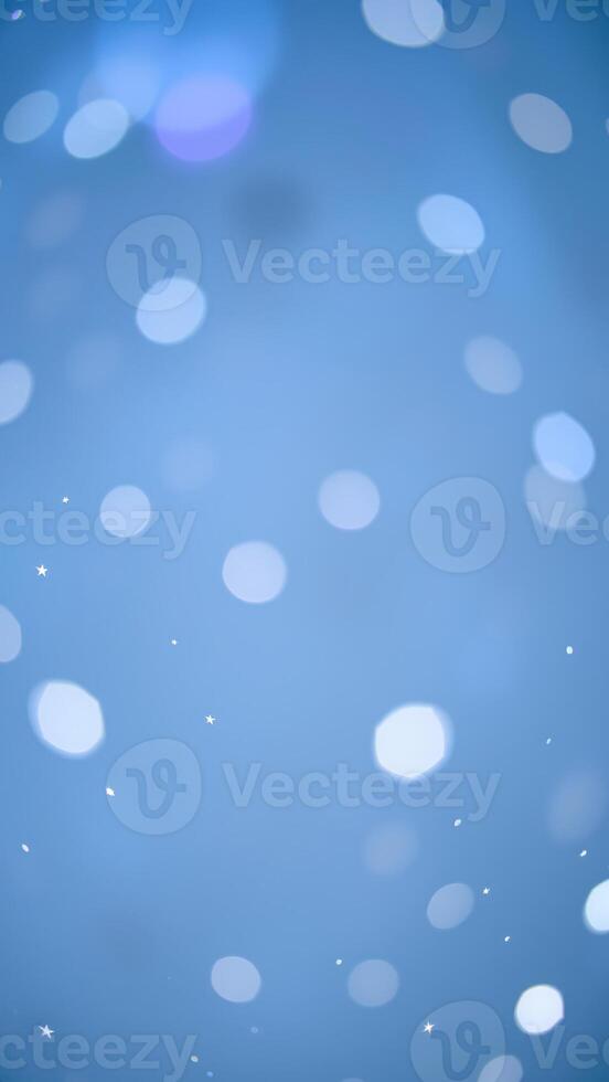 Abstract Blue Bokeh Background with White Circles and Stars photo
