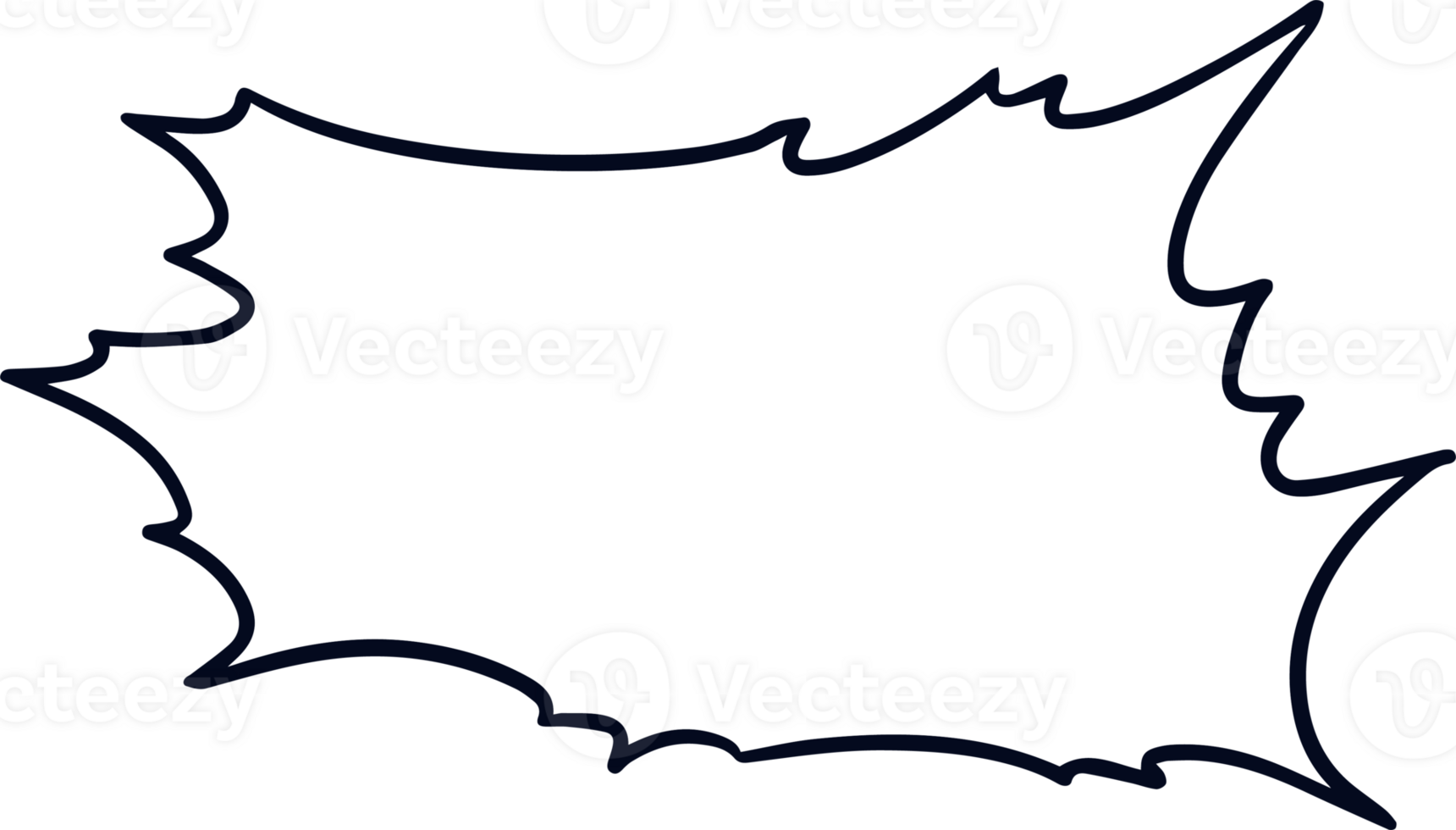 A white speech bubble with a black outline png