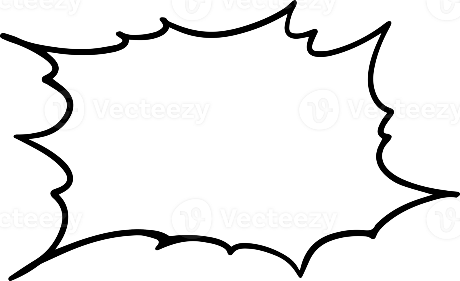 A black and white comic book style speech bubble png