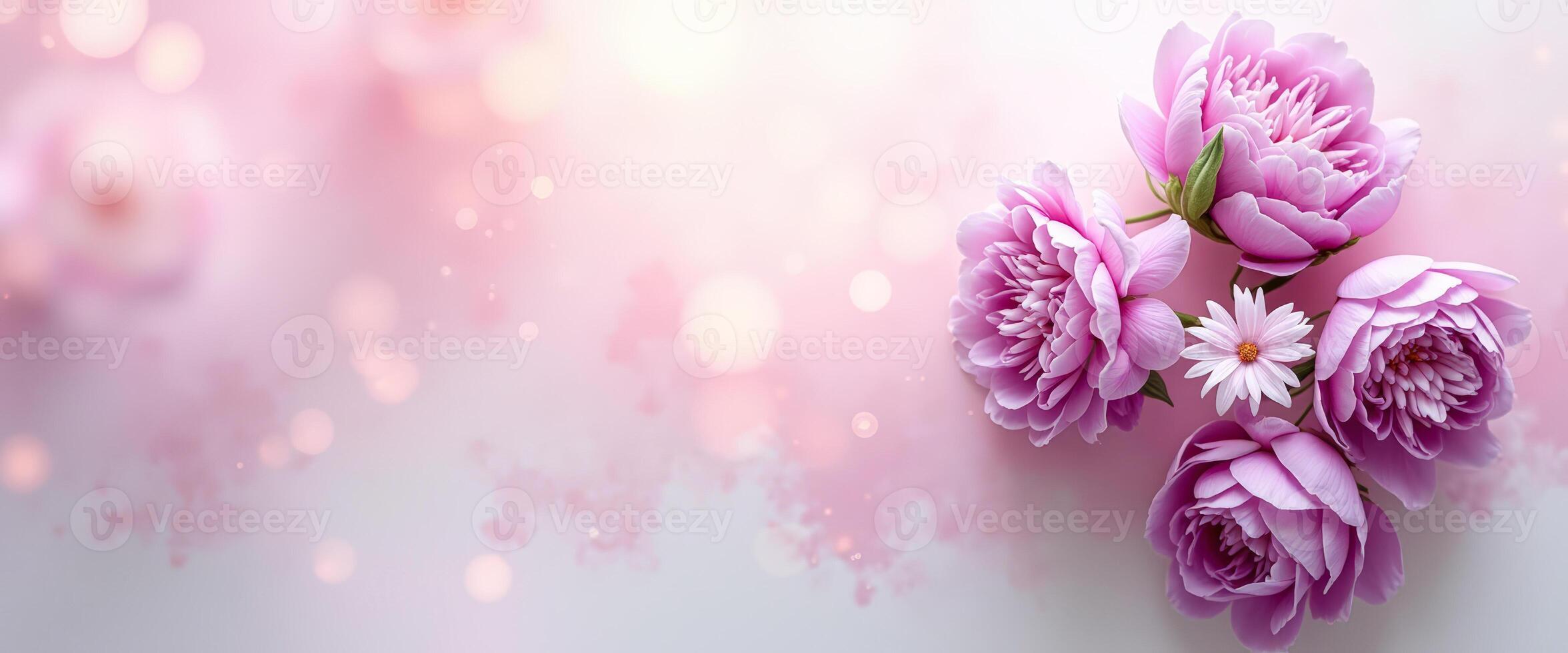 Pink Peonies on Pink Bokeh Background photo