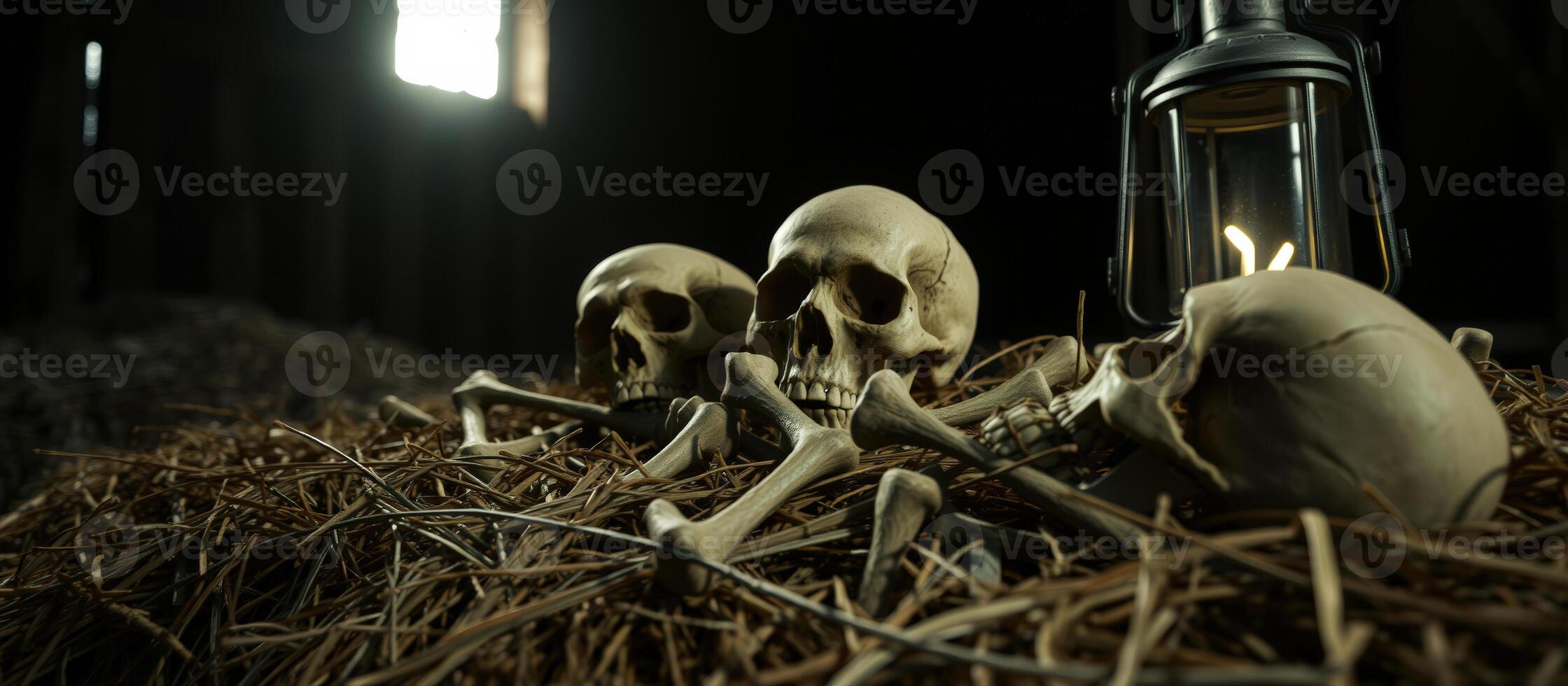 Skulls and Bones in a Dark Setting photo