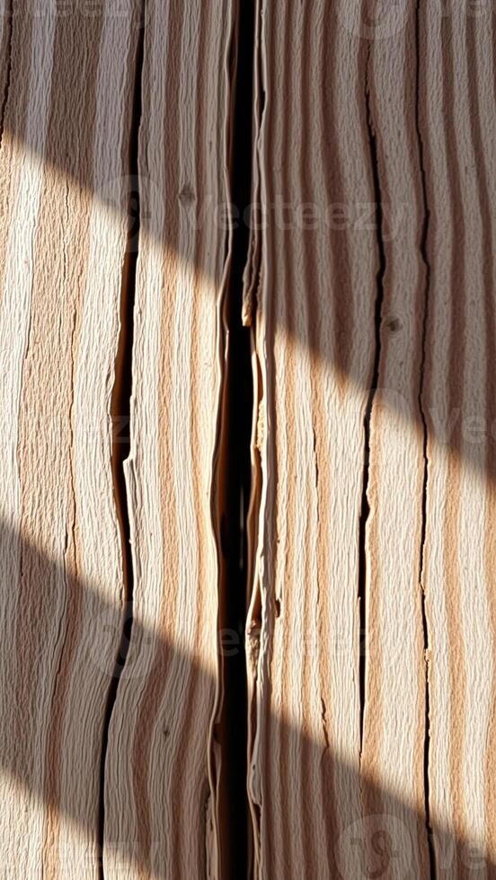 Closeup of a Crack in Wooden Plank photo