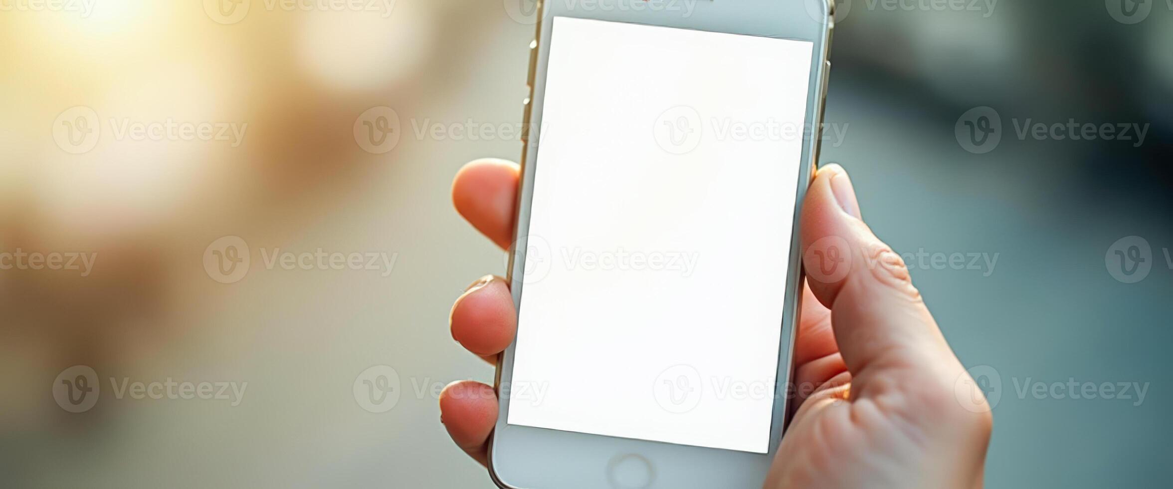 White Smartphone In Hand With Blank Screen photo