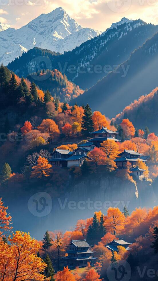 Autumnal Mountaintop Temple photo
