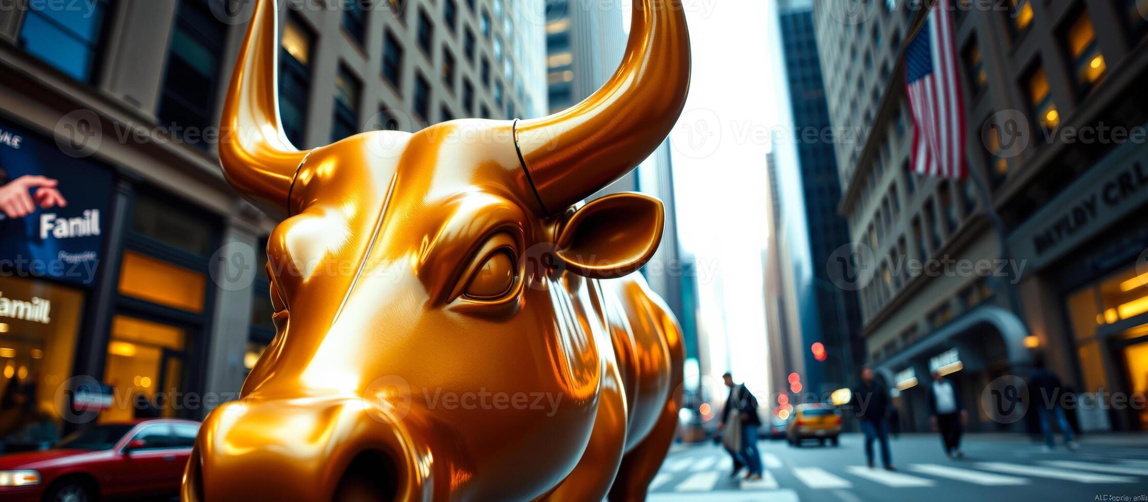 Golden Bull Statue in NYC photo