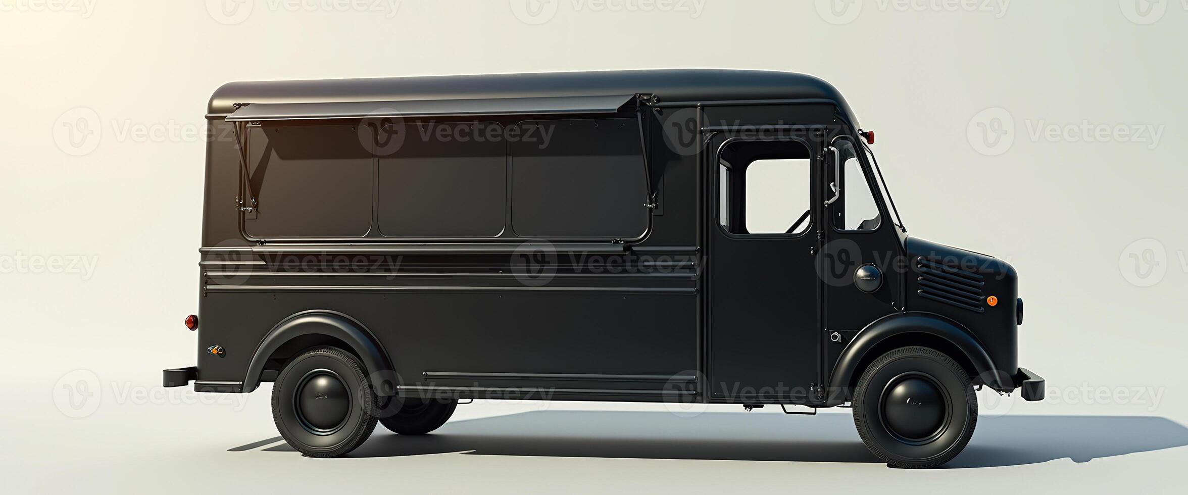 Black Food Truck With Open Side Window photo