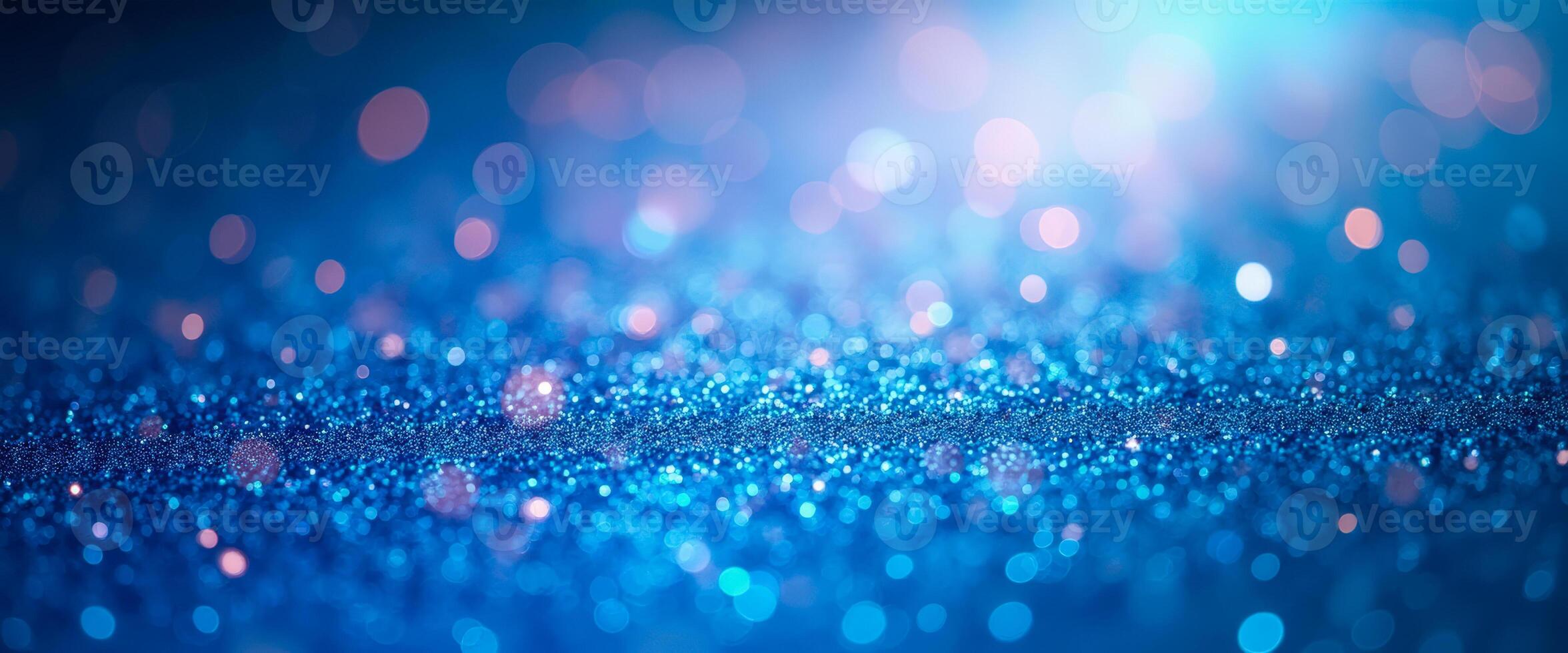 Abstract Blue Glitter Background with Bokeh Lights photo