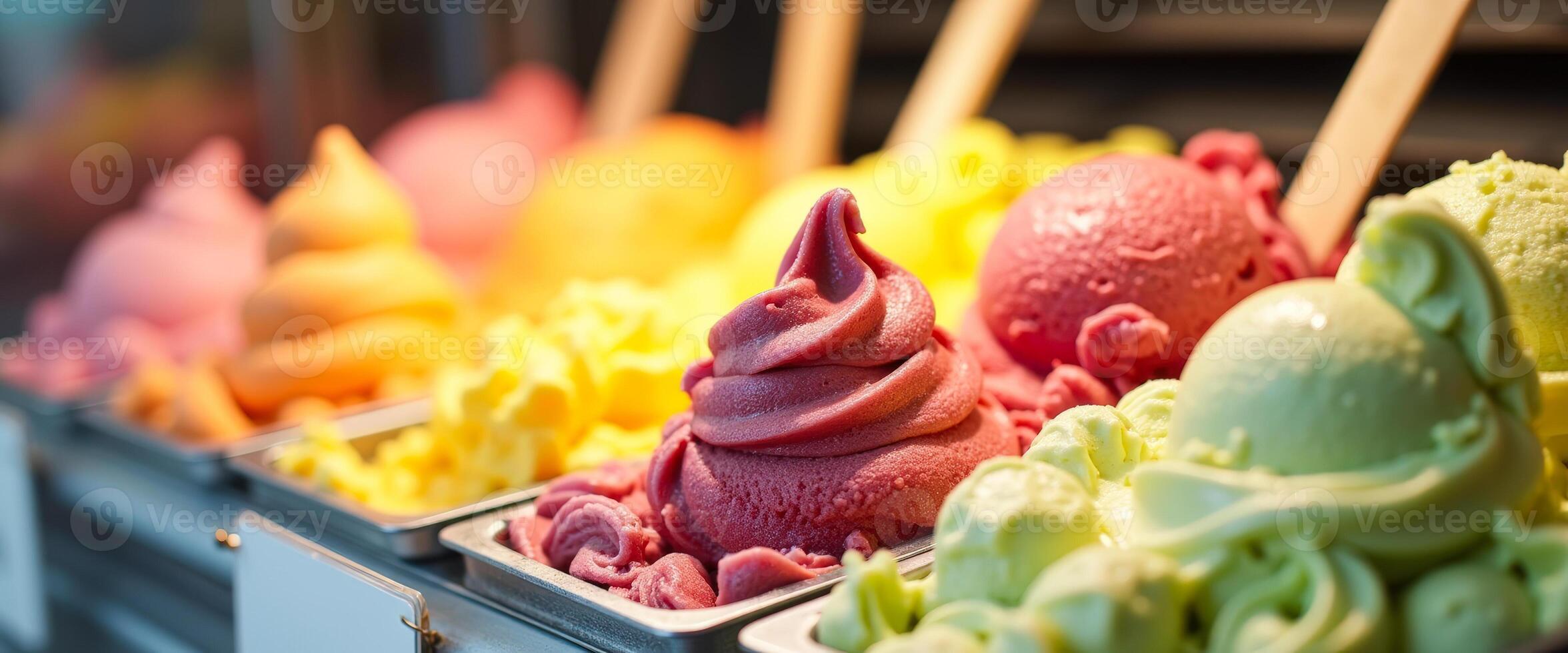 Colorful Ice Cream Scoops In Display Case photo