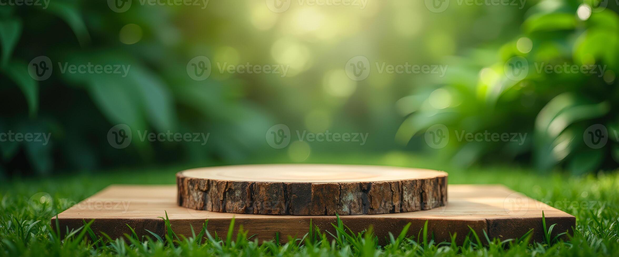 Wooden Platform in Grassy Field photo