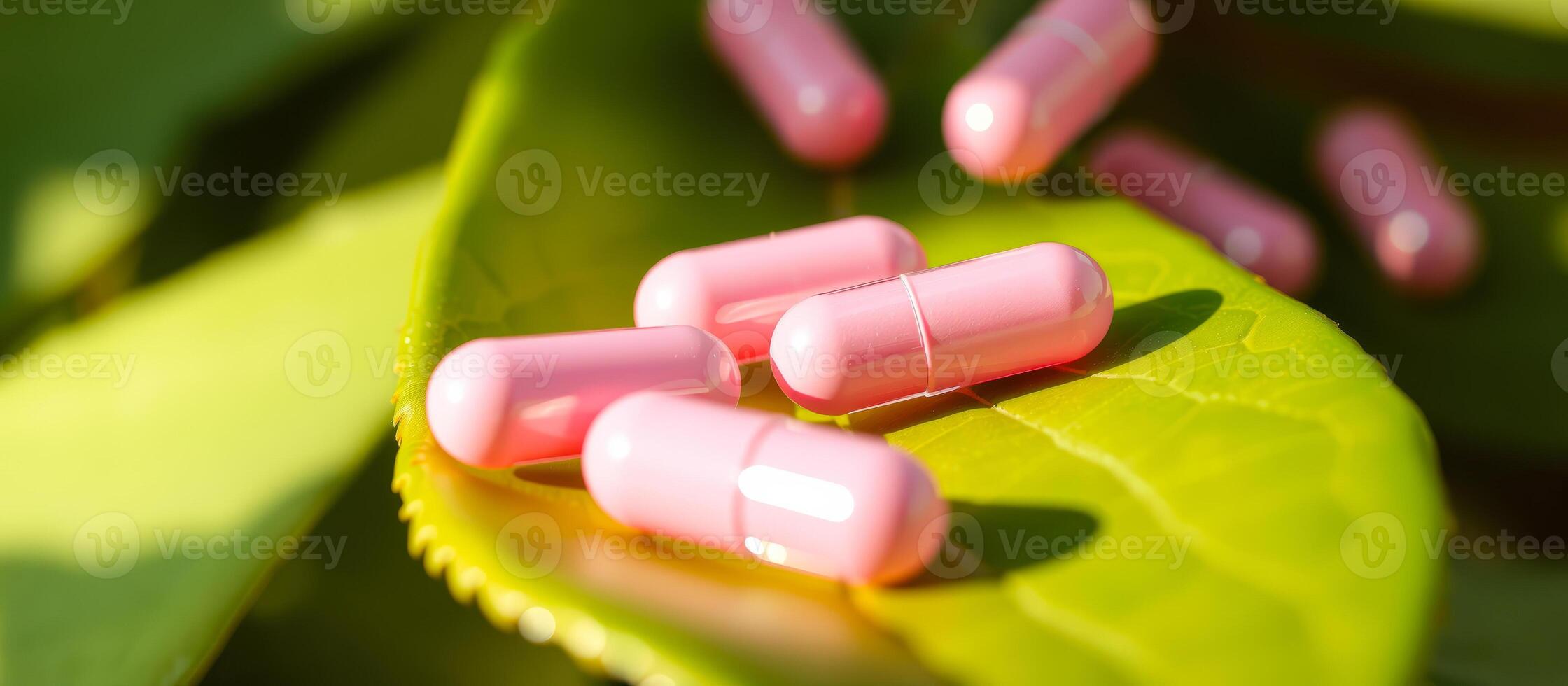 Pink Capsules on Green Leaf photo