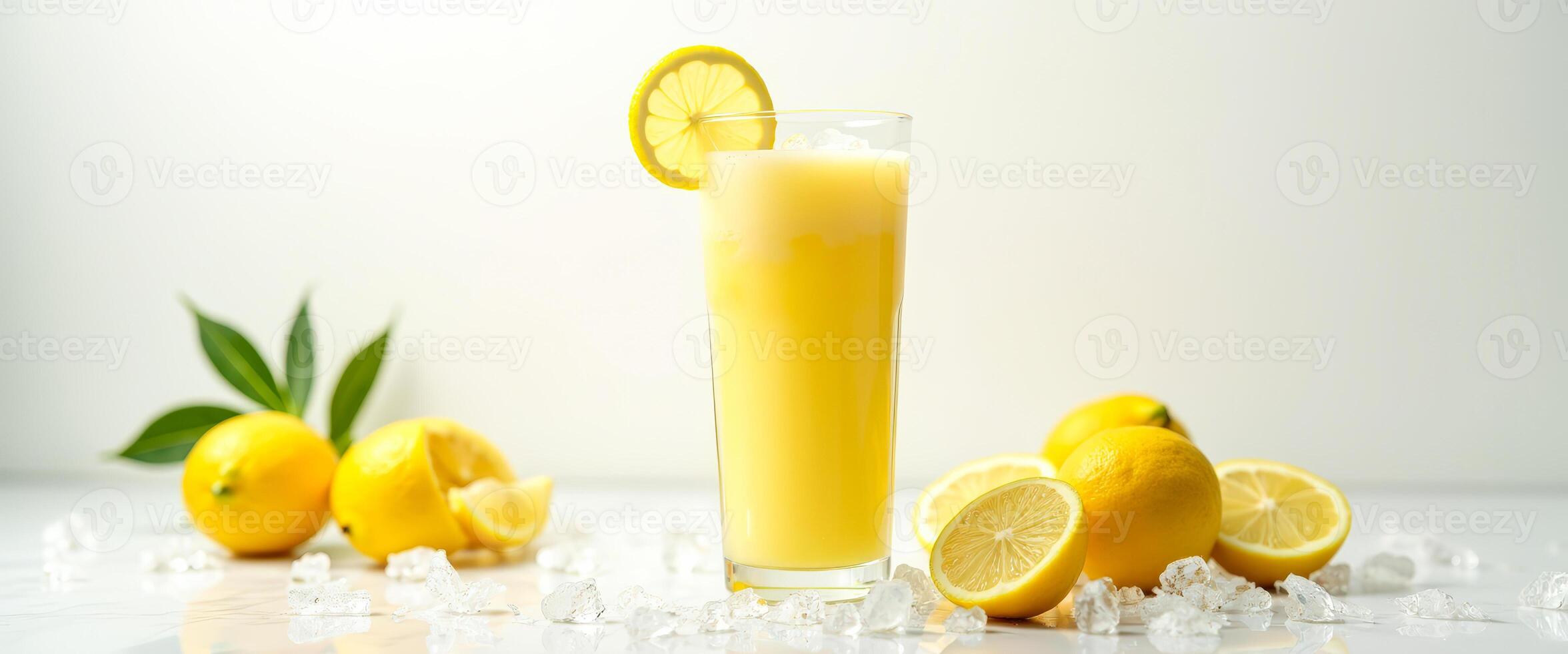 Refreshing Lemonade with Ice and Lemon Slices photo