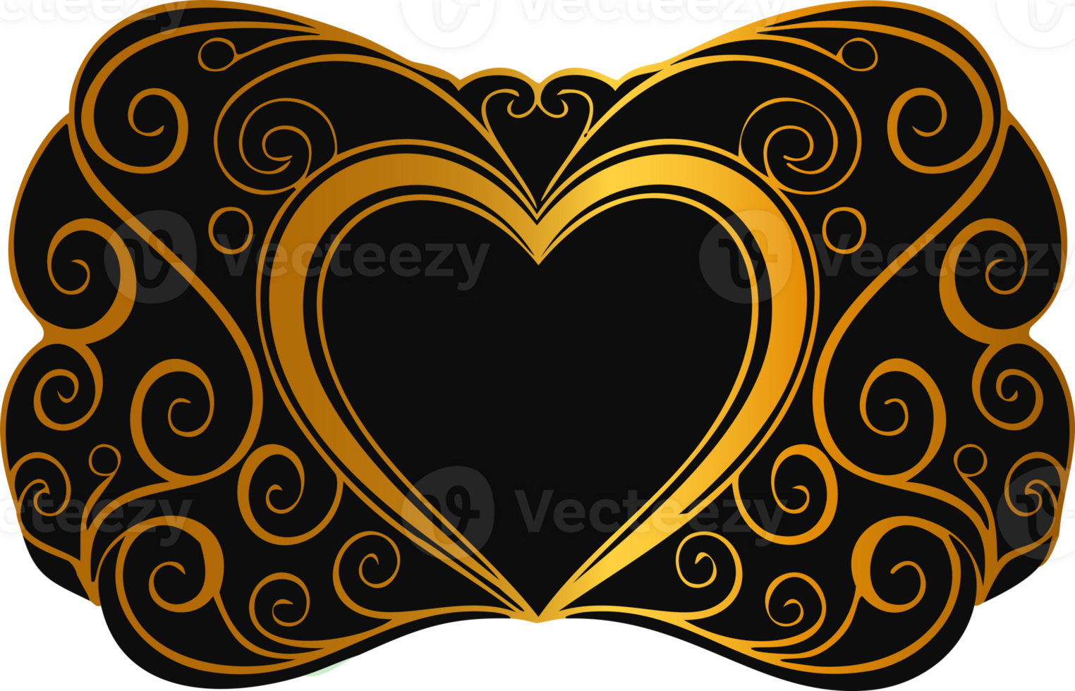 Ornate decorative frame with heart and swirls. png