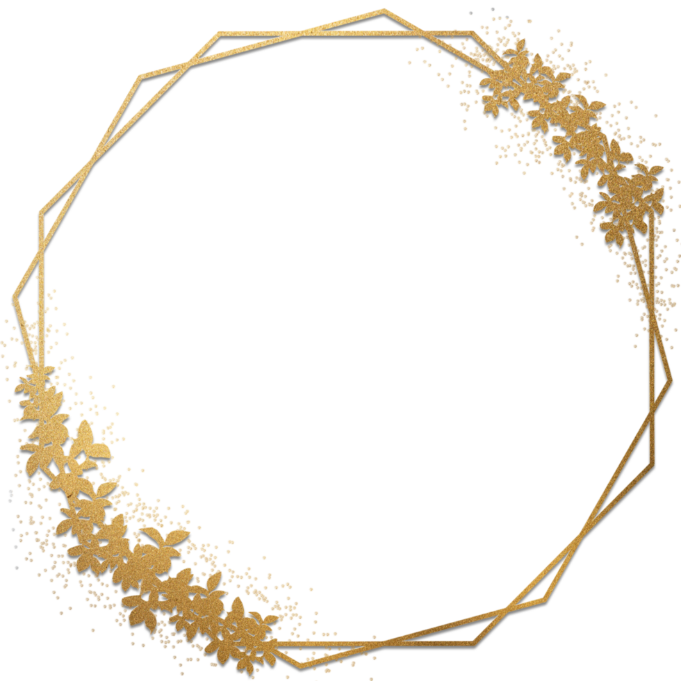 Golden Floral Geometric Frame Border Background png