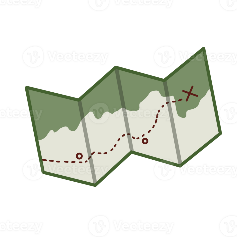 A map with a compass and a trail png