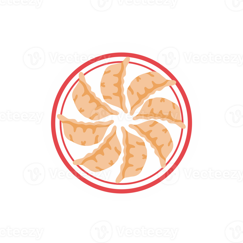 A round sticker with a circle of food png
