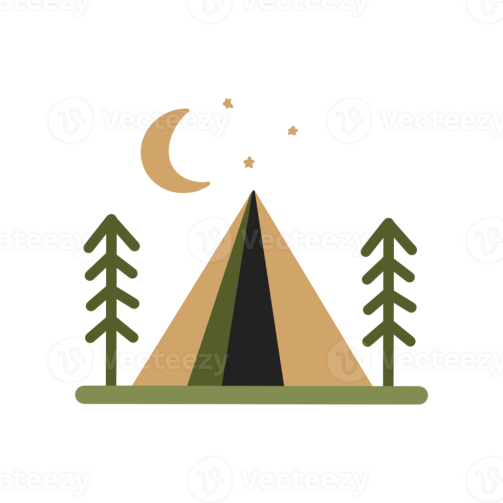 Camping icon with trees and a tent png