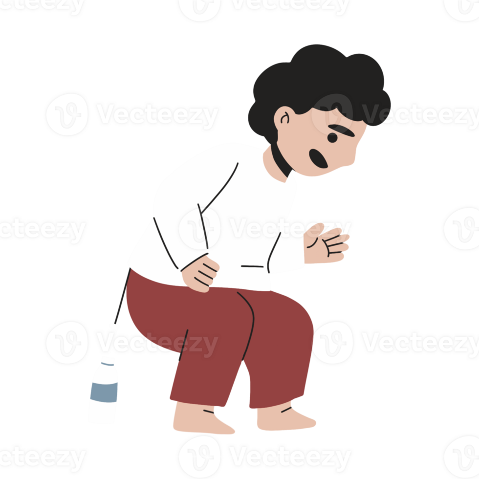 A man is sitting on the ground with a bottle png