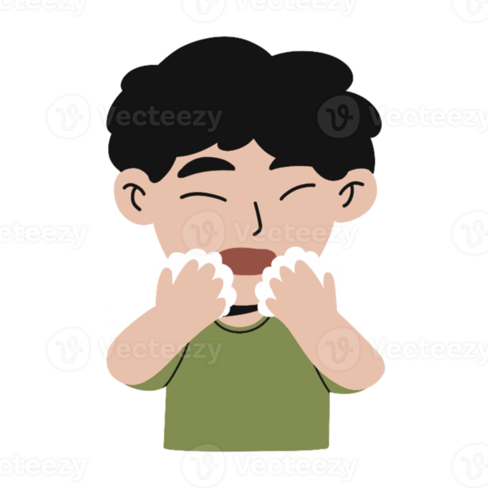 A boy with his hands on his face png