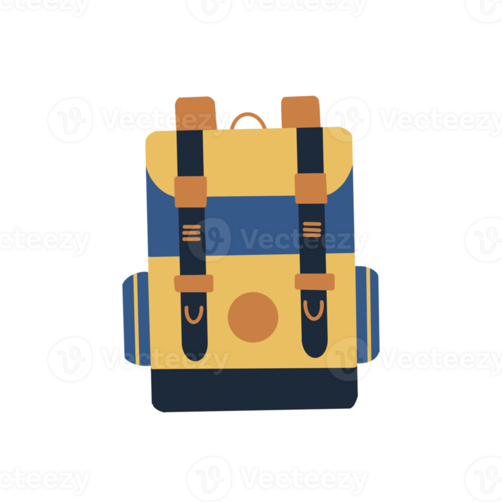 A backpack icon with a yellow and blue strap png
