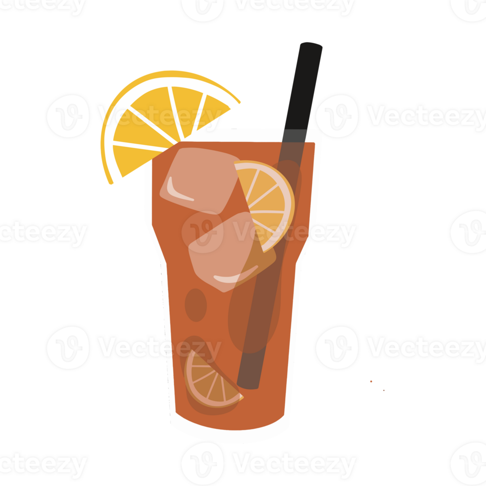 A drink with orange slices and a straw png