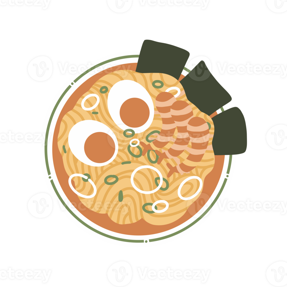 A sticker of a bowl of noodles with eggs png