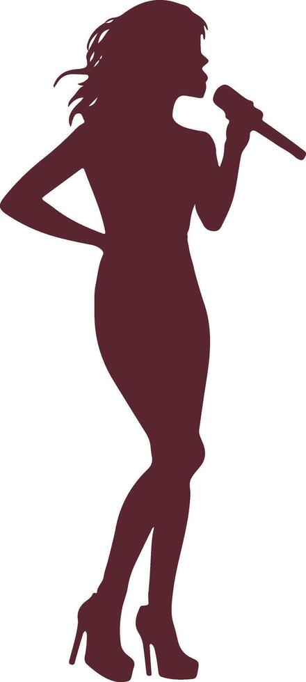 Singer woman with a microphone silhouette vector