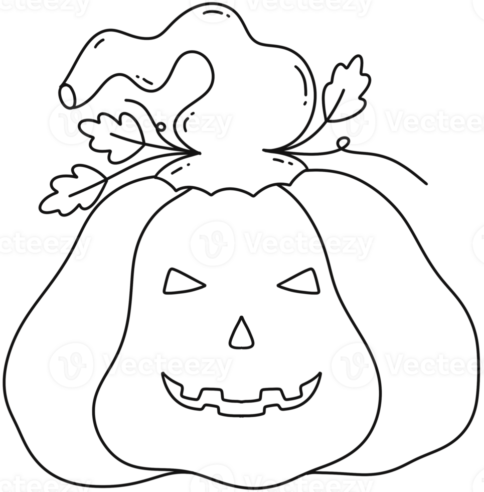 Halloween pumpkin spooky face doodle hand drawn png