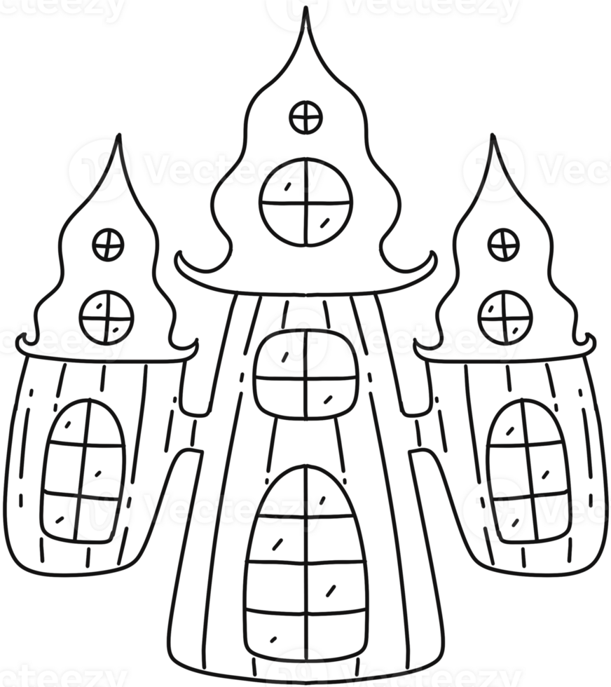Halloween house doodle hand drawn png