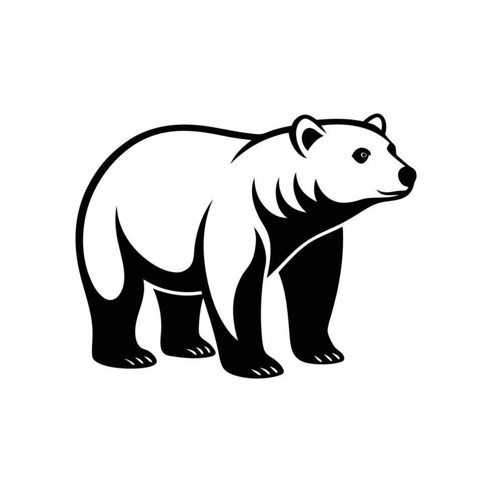 A black and white bear logo on a white background vector