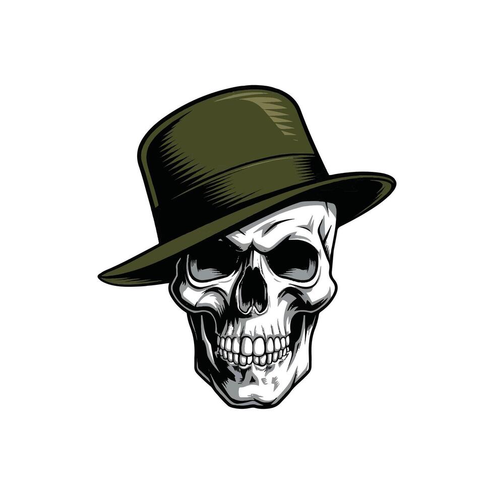 Skull wearing a hat on a white background vector
