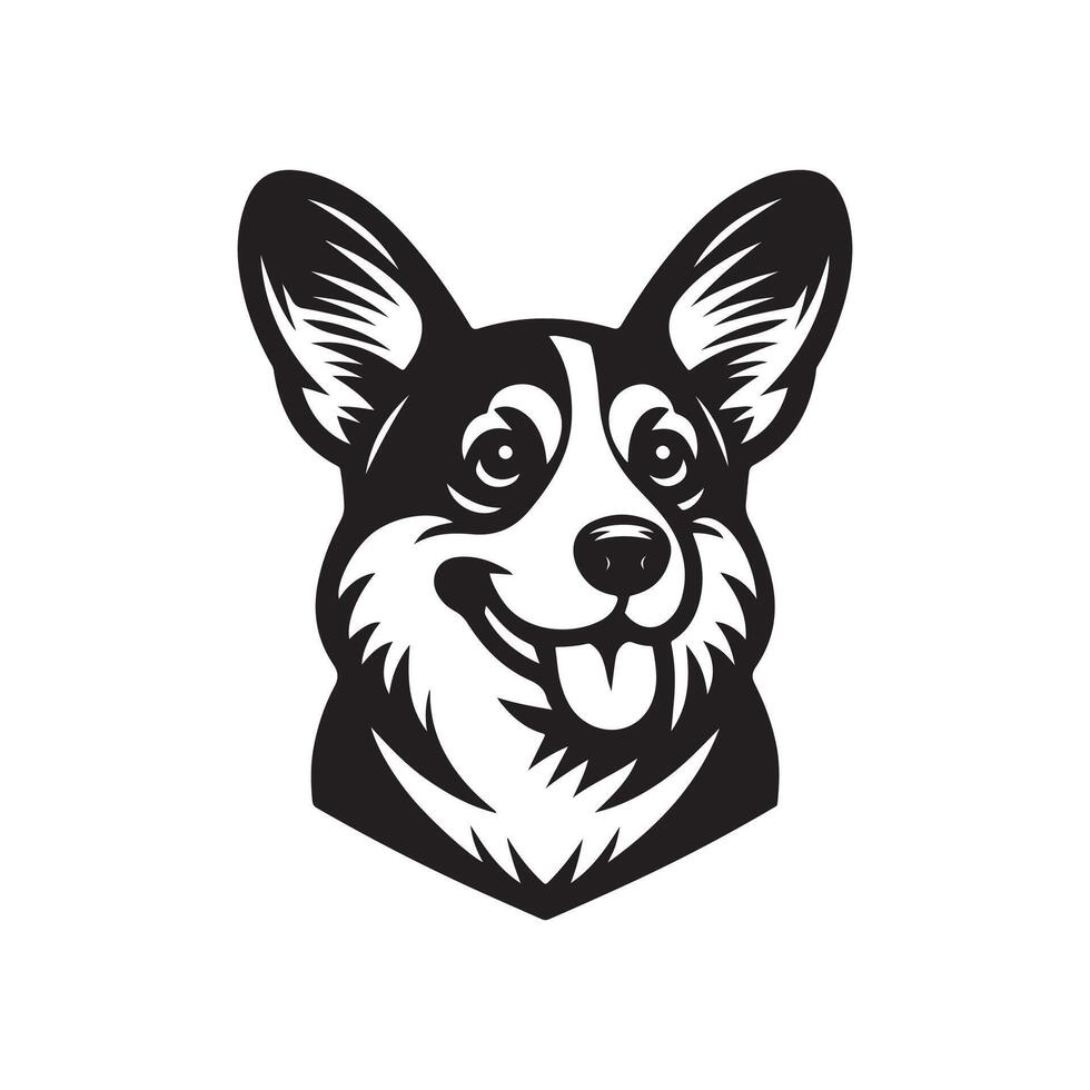 A black and white image of a dog's head vector