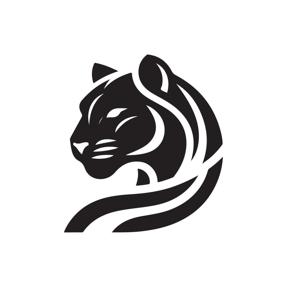 A black and white logo of a panther head vector