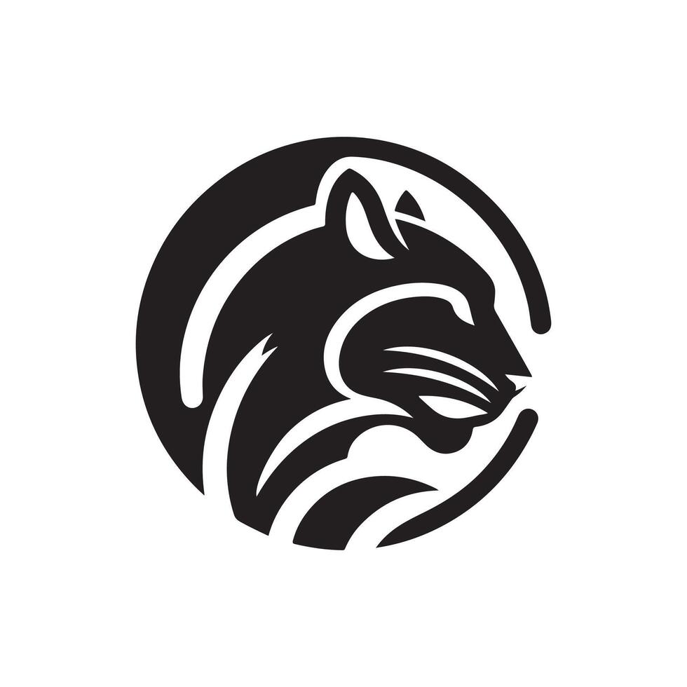 A black and white logo of a cat vector