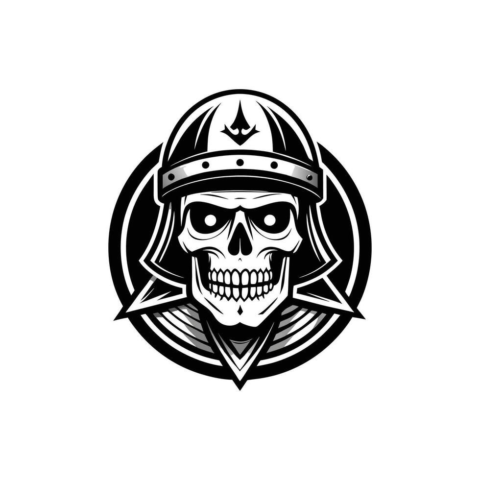 Skull in helmet logo design vector