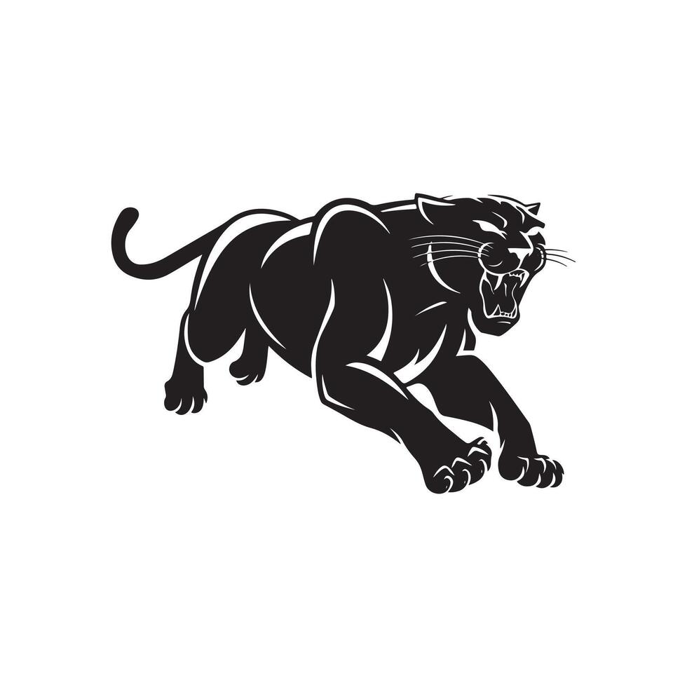 A black panther running logo vector