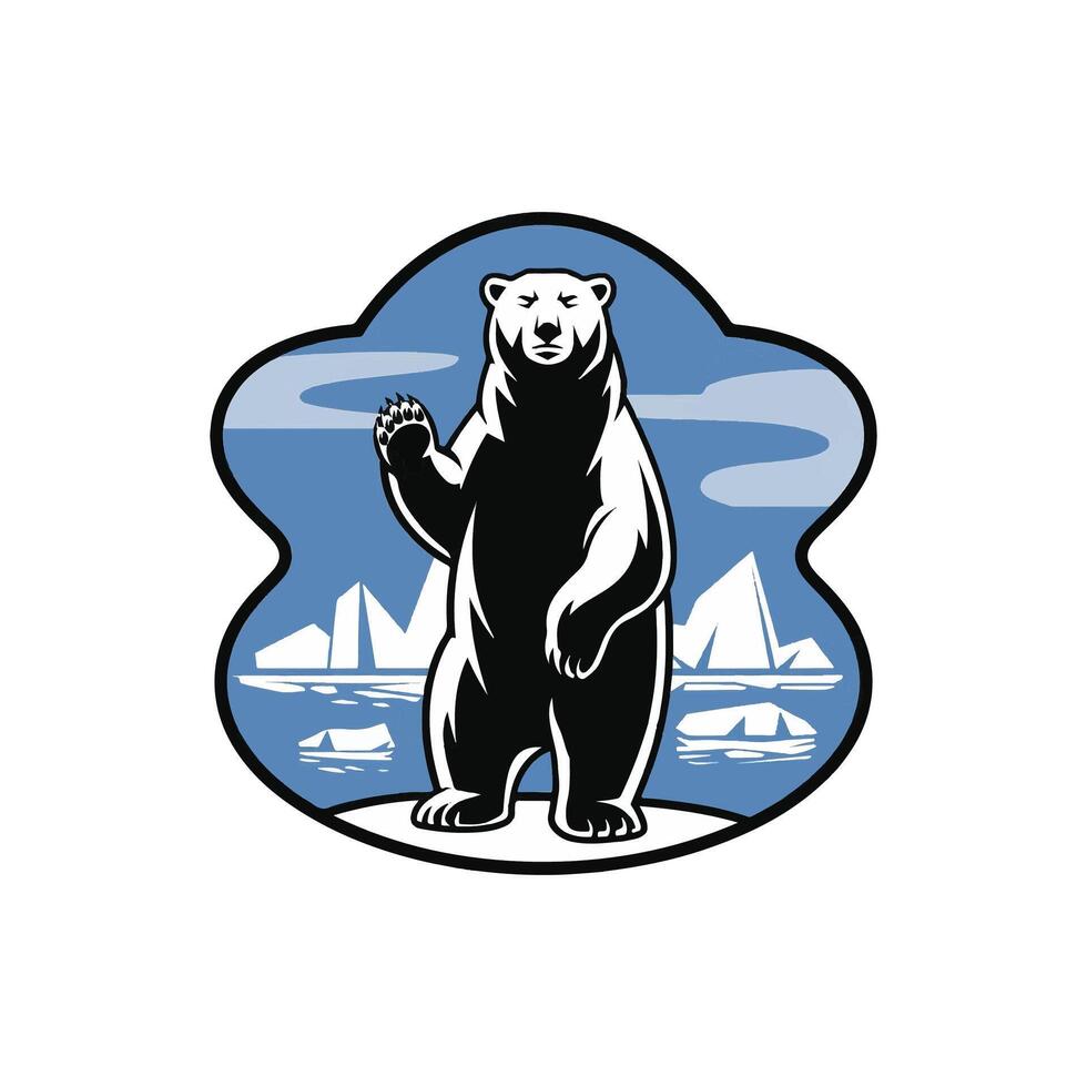A bear standing in front of a blue background vector