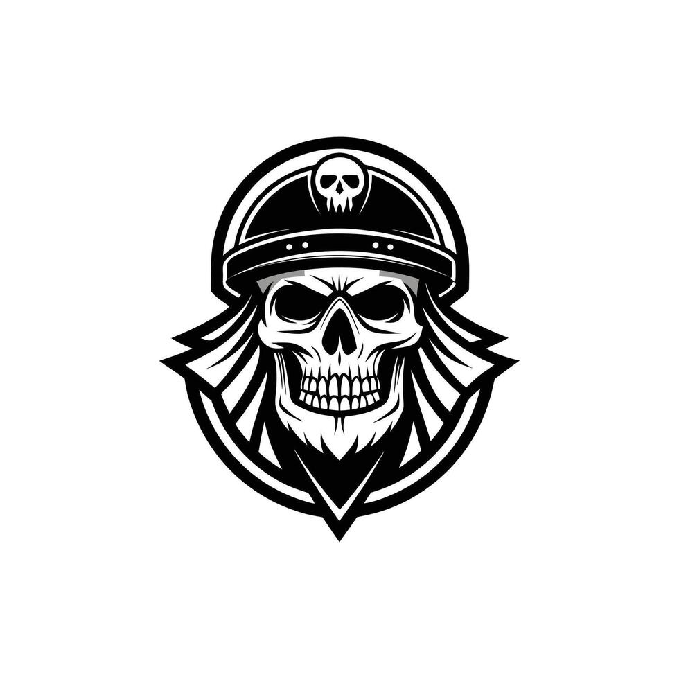 A skull wearing a helmet and beard vector