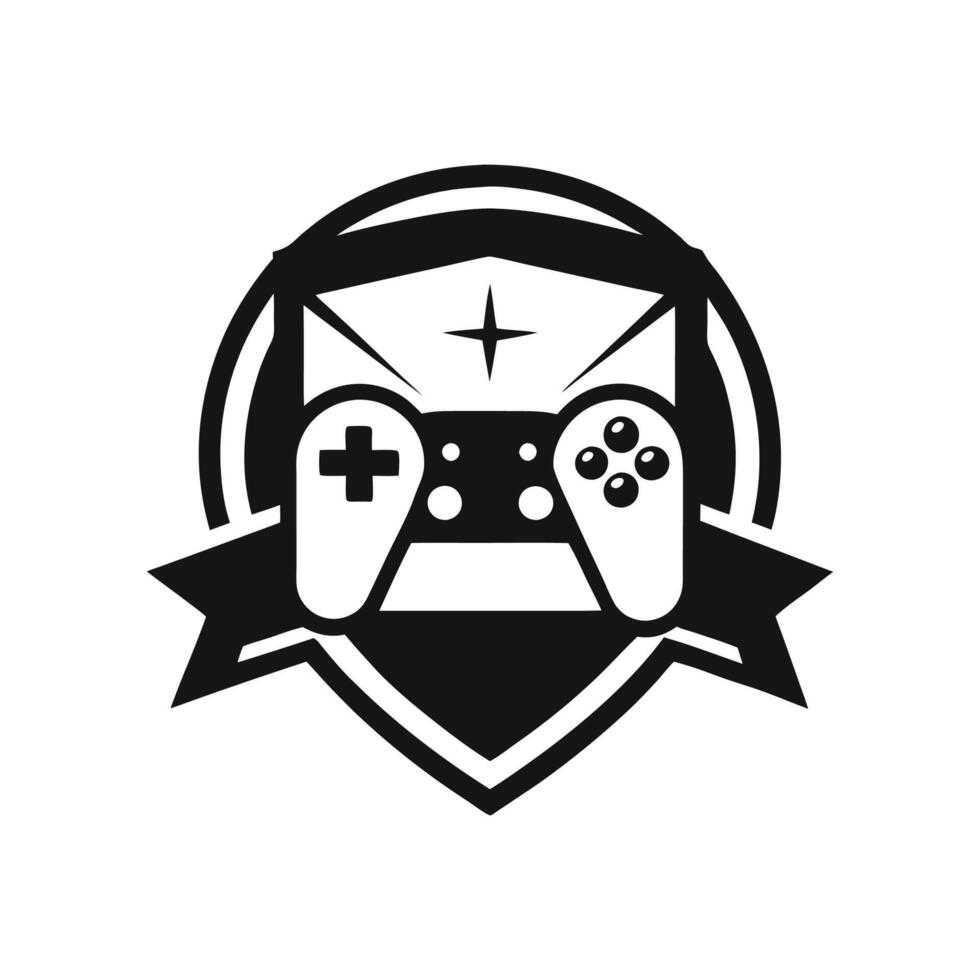 A black and white logo for a game vector