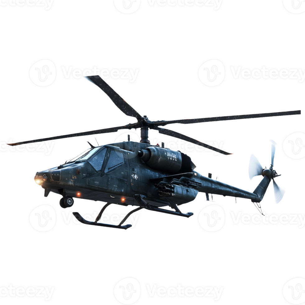 Futuristic War Helicopter Isolated on Transparent Background for Military and Technology Ads png