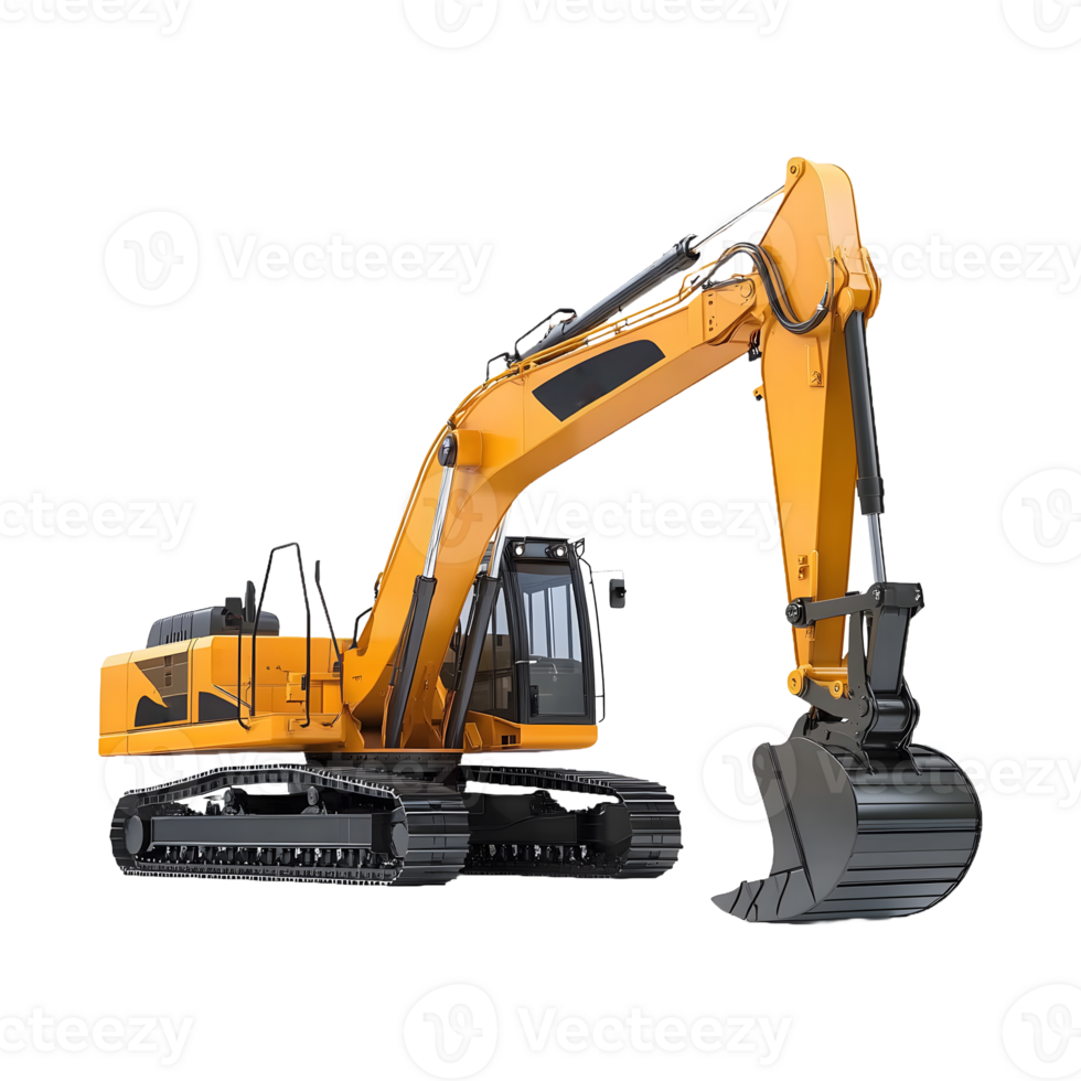 Excavator Excellence Powerful Yellow Machine Isolated for Banners, Posts, and Covers png