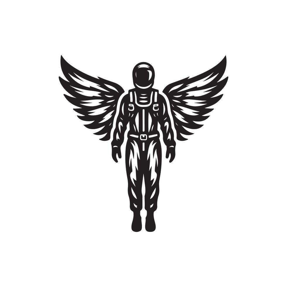 An astronaut with wings logo vector