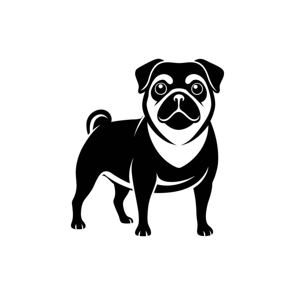 A black and white pug dog logo vector
