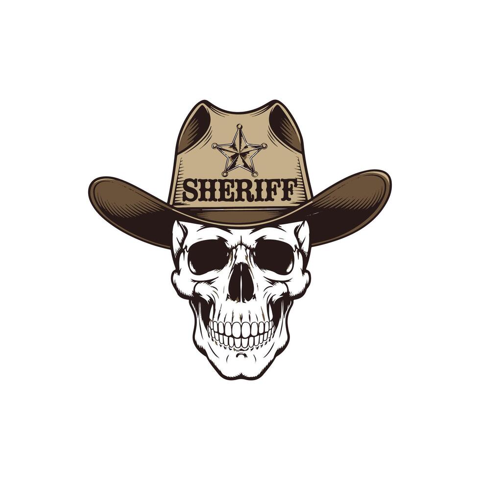 A skull wearing a sheriff hat vector