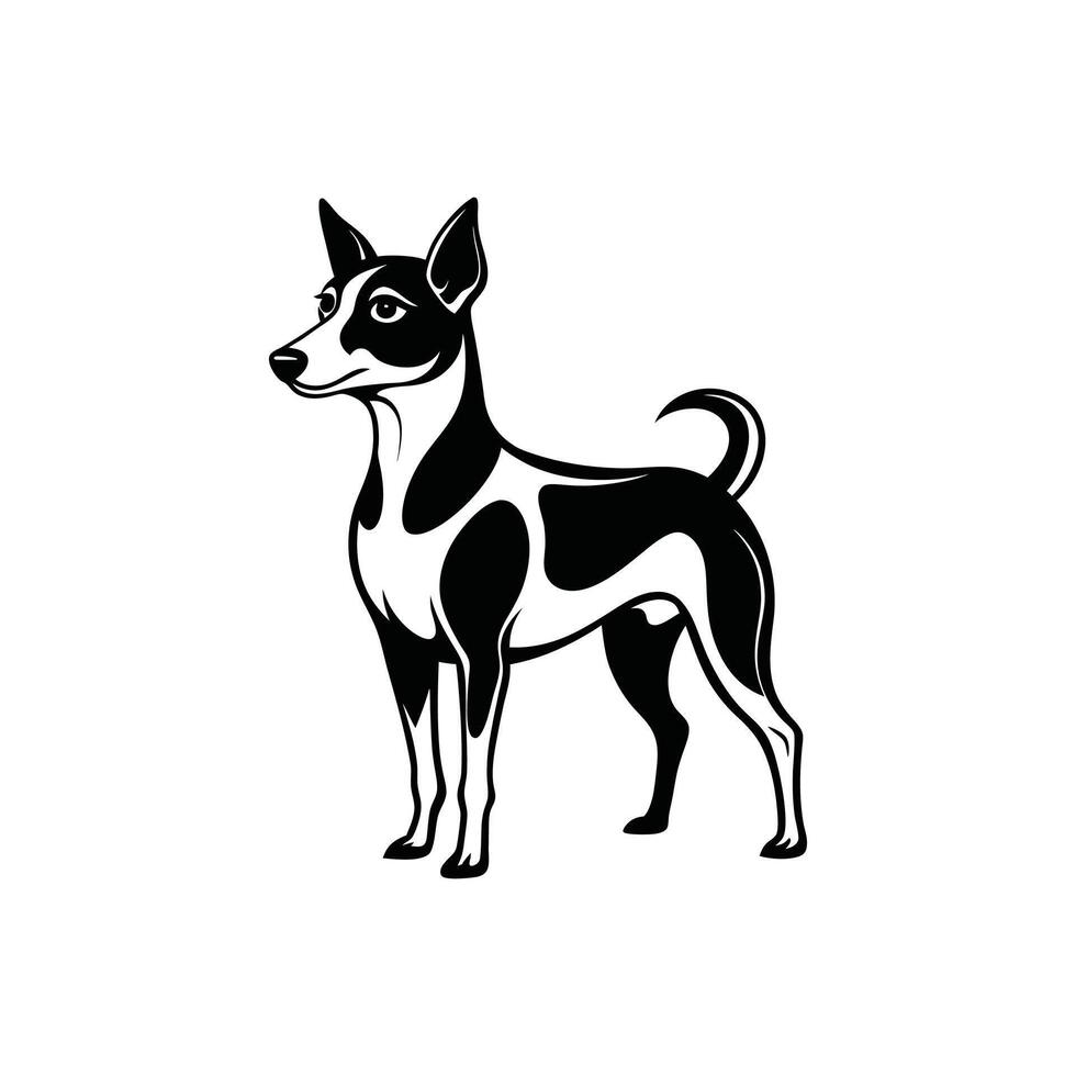 A black and white dog standing on a white background vector