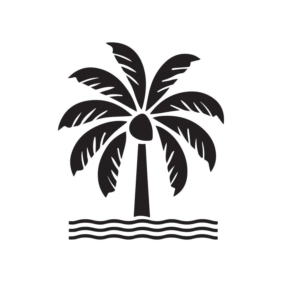 A black and white palm tree icon vector
