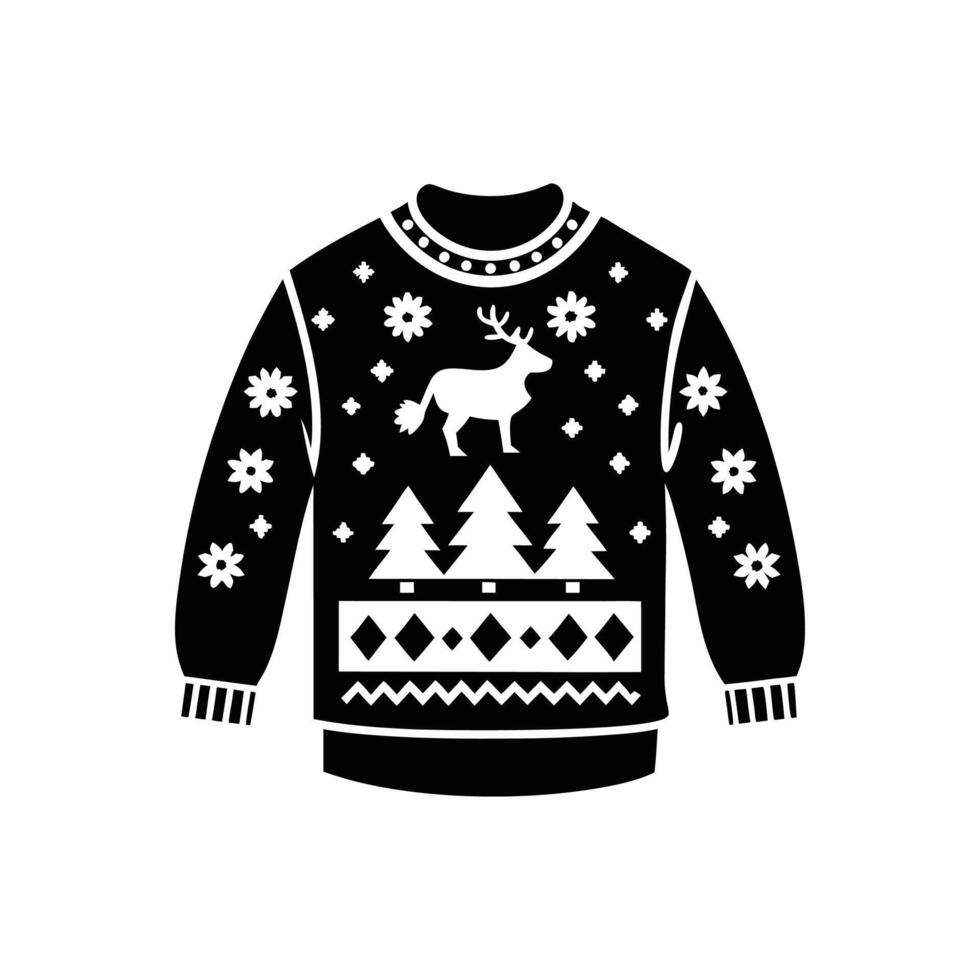 Christmas sweater with deer and fir trees on it vector