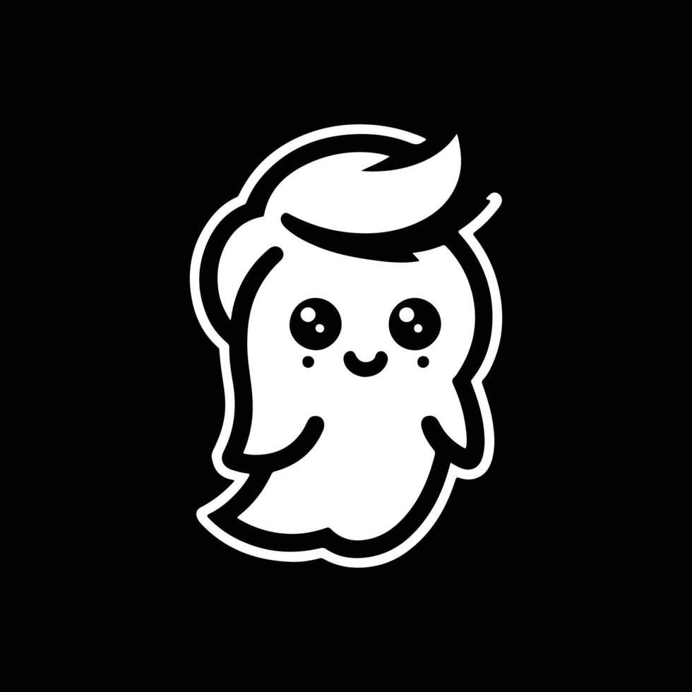 A cute ghost with a white face on a black background vector