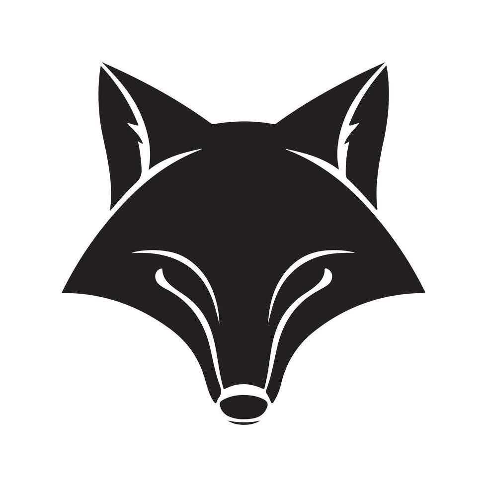 A black and white fox head on a white background vector