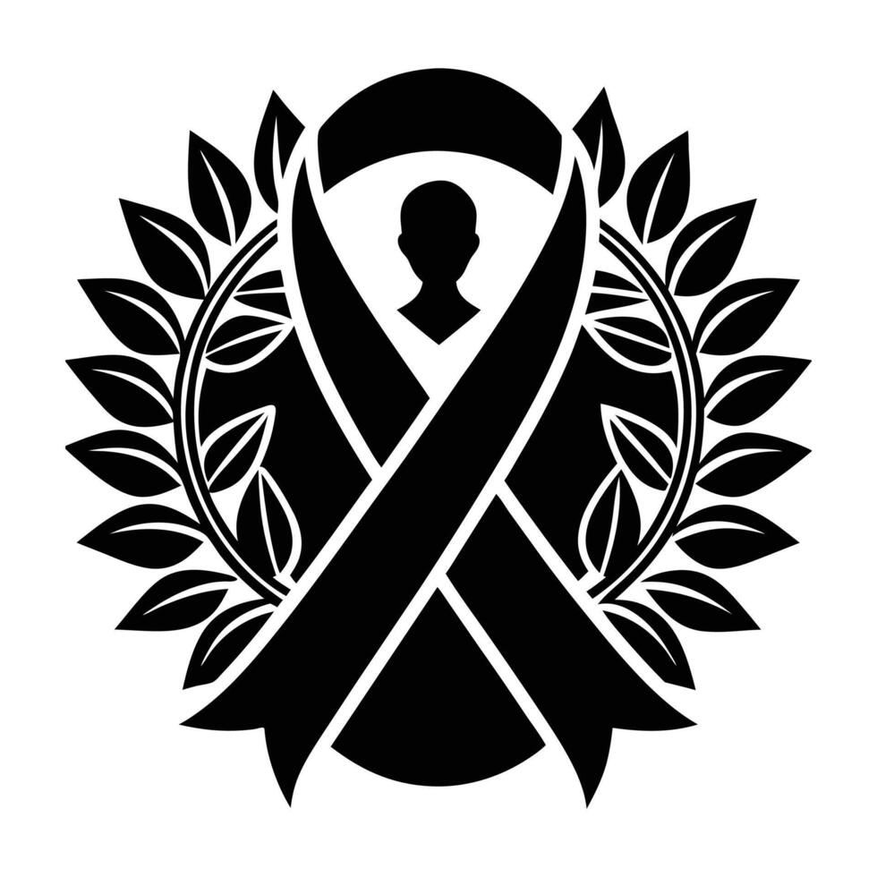 Black awareness ribbon with a silhouette of a man vector