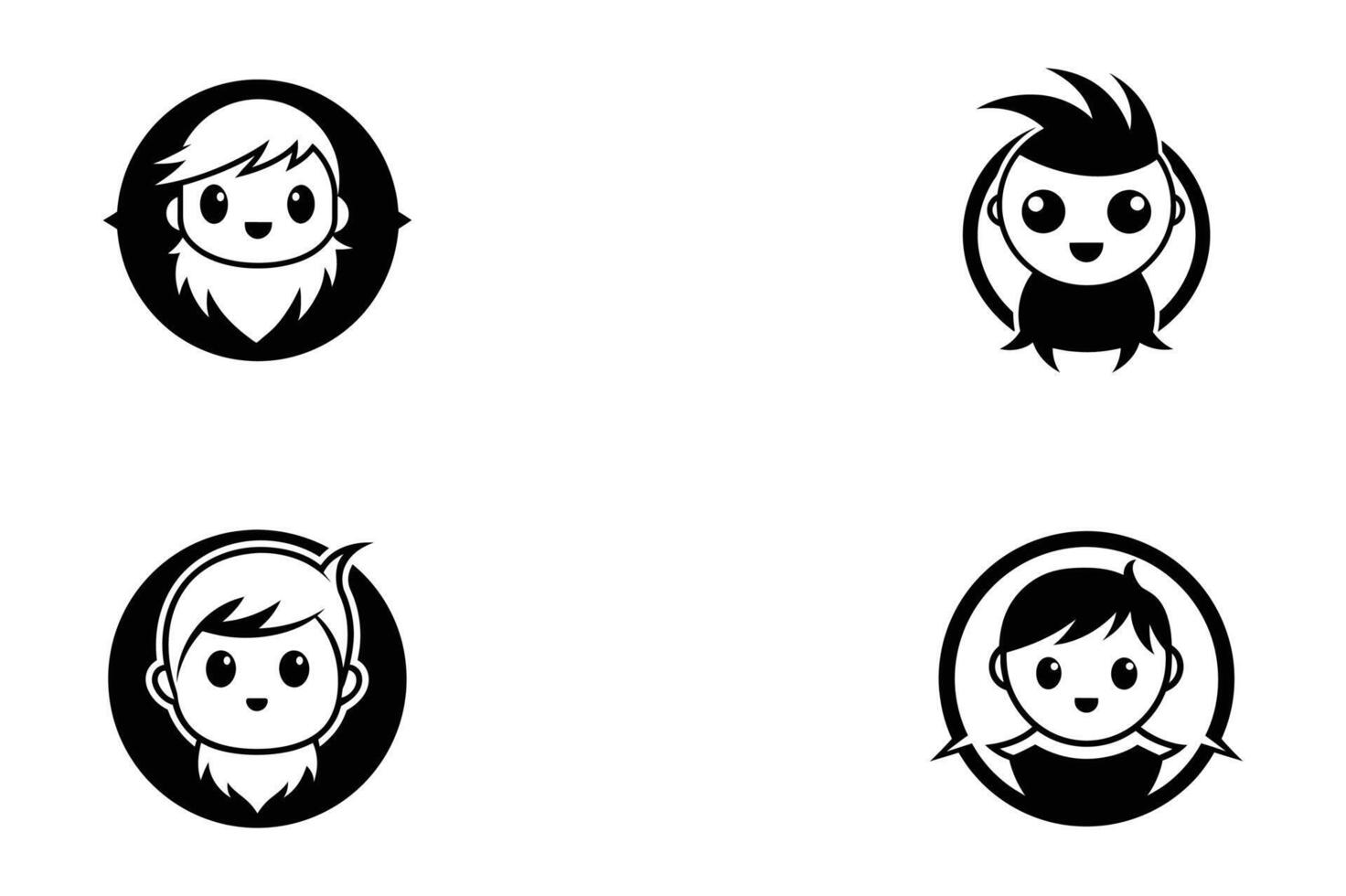A set of four black and white icons of people vector